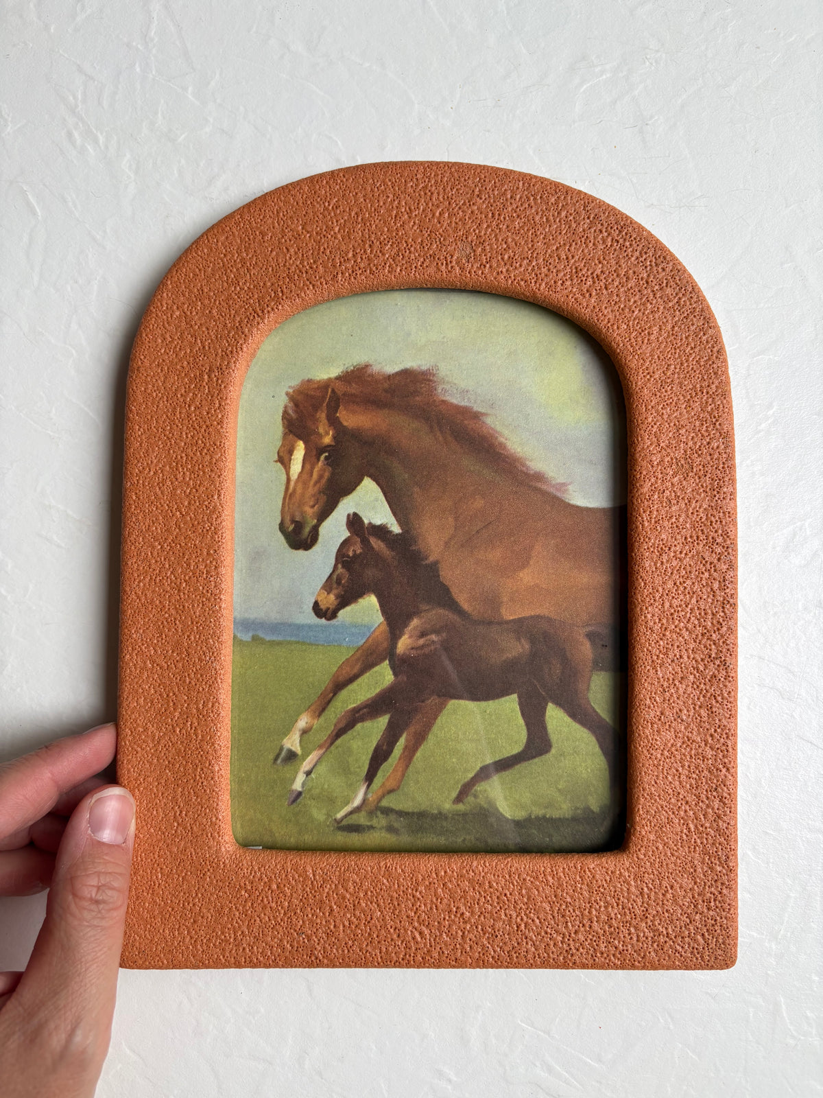 Mare and Foal Art in Arched Frame