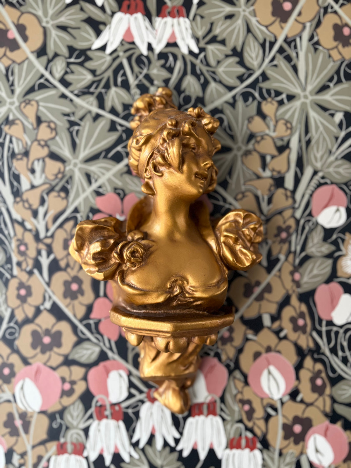 Art Nouveau Style Gilt Bust Wall Plaque