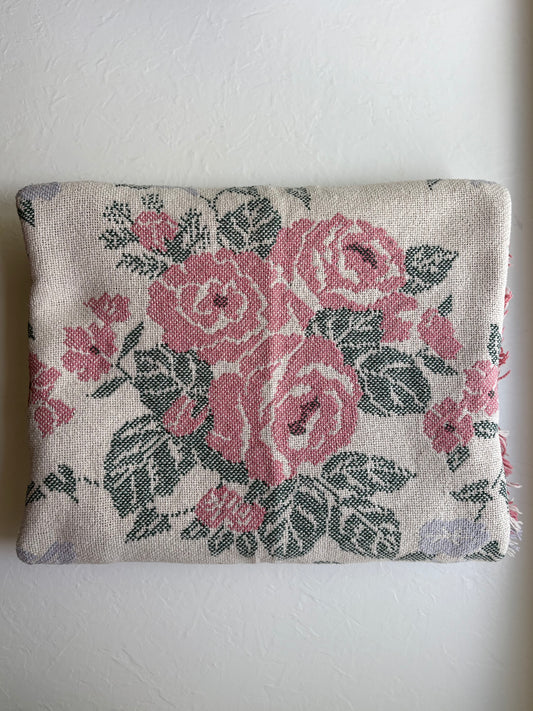 Woven Tapestry Throw Blanket with Bows and Roses