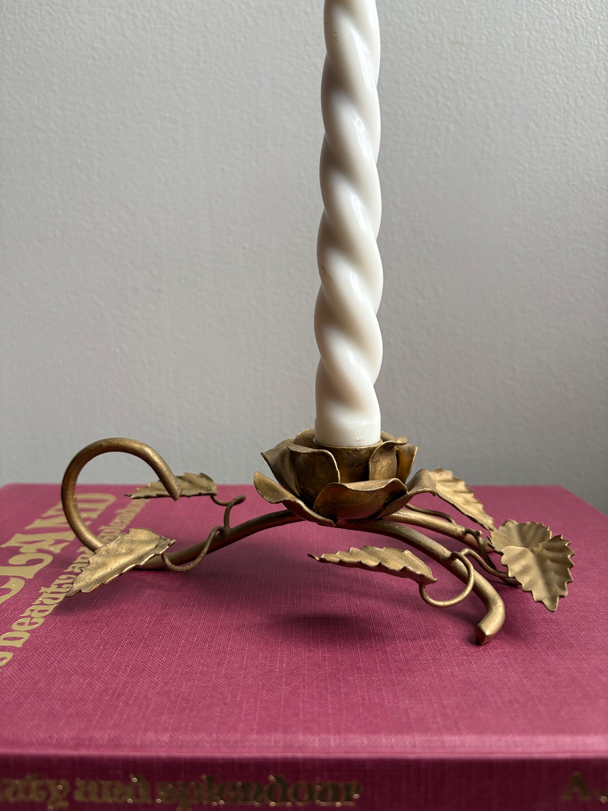 Gold-Tone Metal Rose Candle Holder