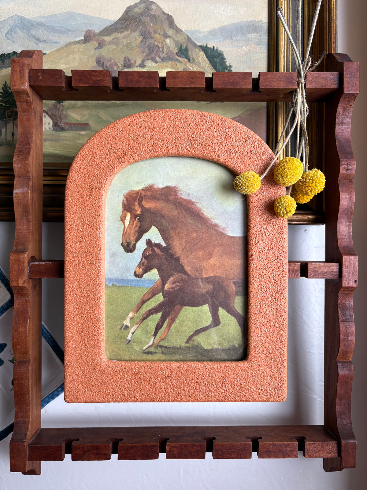 Mare and Foal Art in Arched Frame