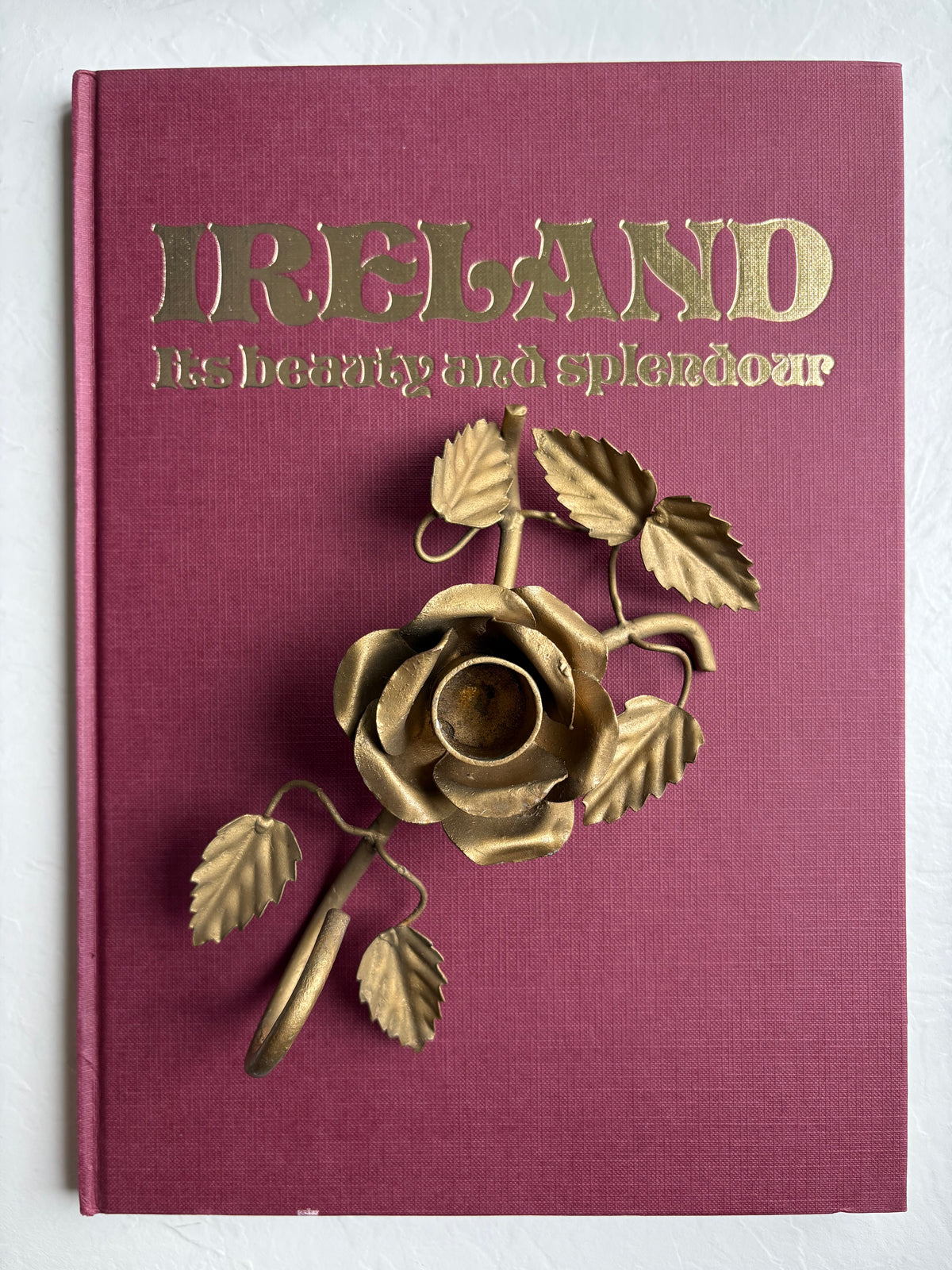 Gold-Tone Metal Rose Candle Holder