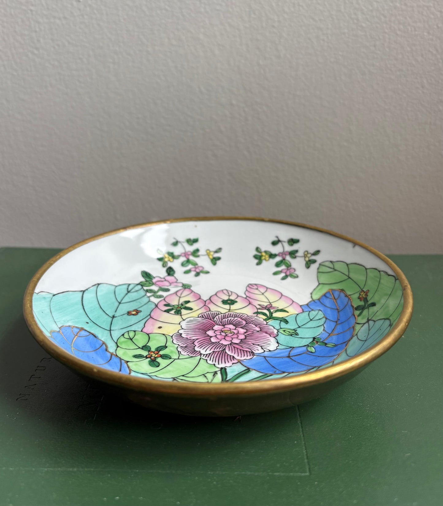 Tobacco Leaf Bowl Encased in Brass