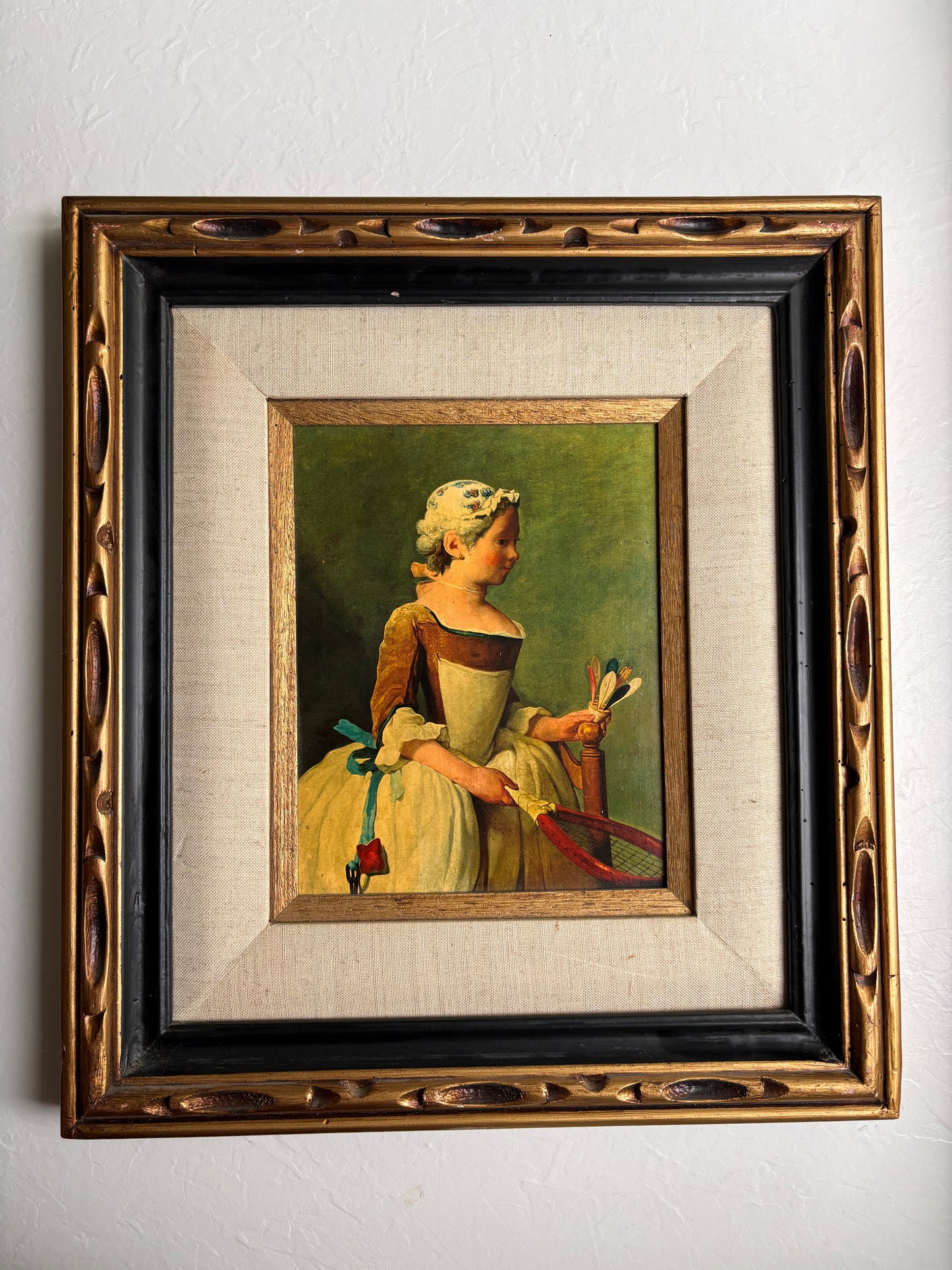 Framed Art Print: "Girl with a Racquet" by Jean-Baptiste-Siméon Chardin