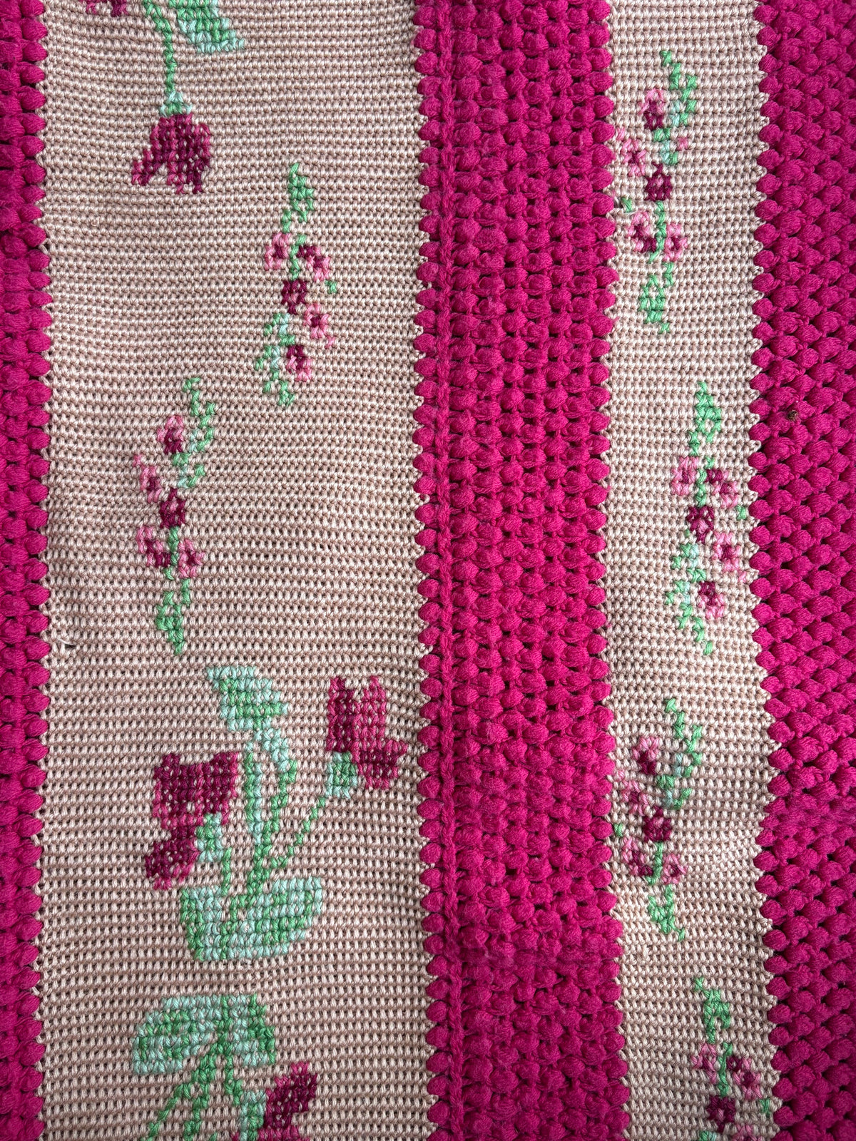 Floral Striped Handmade Afghan