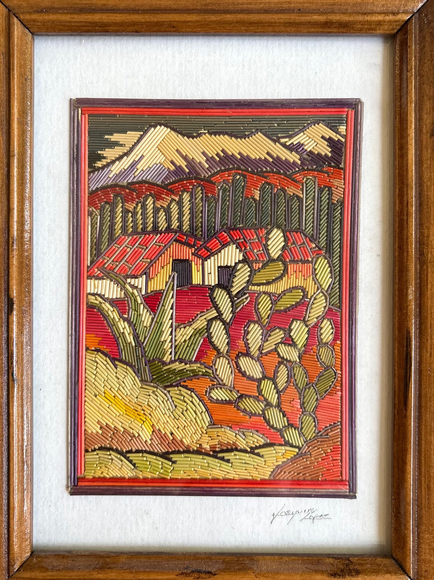 Straw Mosaic Art in Wooden Frames