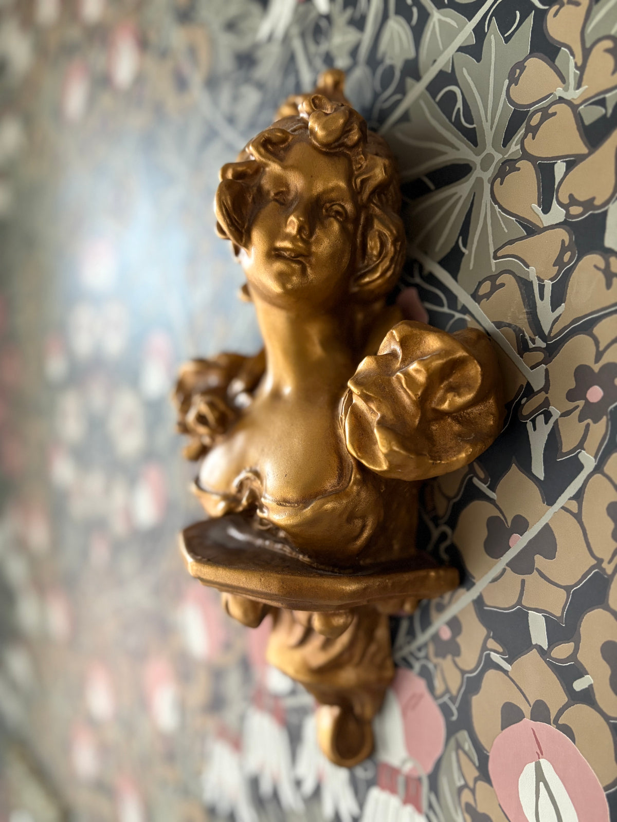 Art Nouveau Style Gilt Bust Wall Plaque