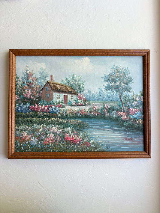 Original Signed Cottage Oil Painting