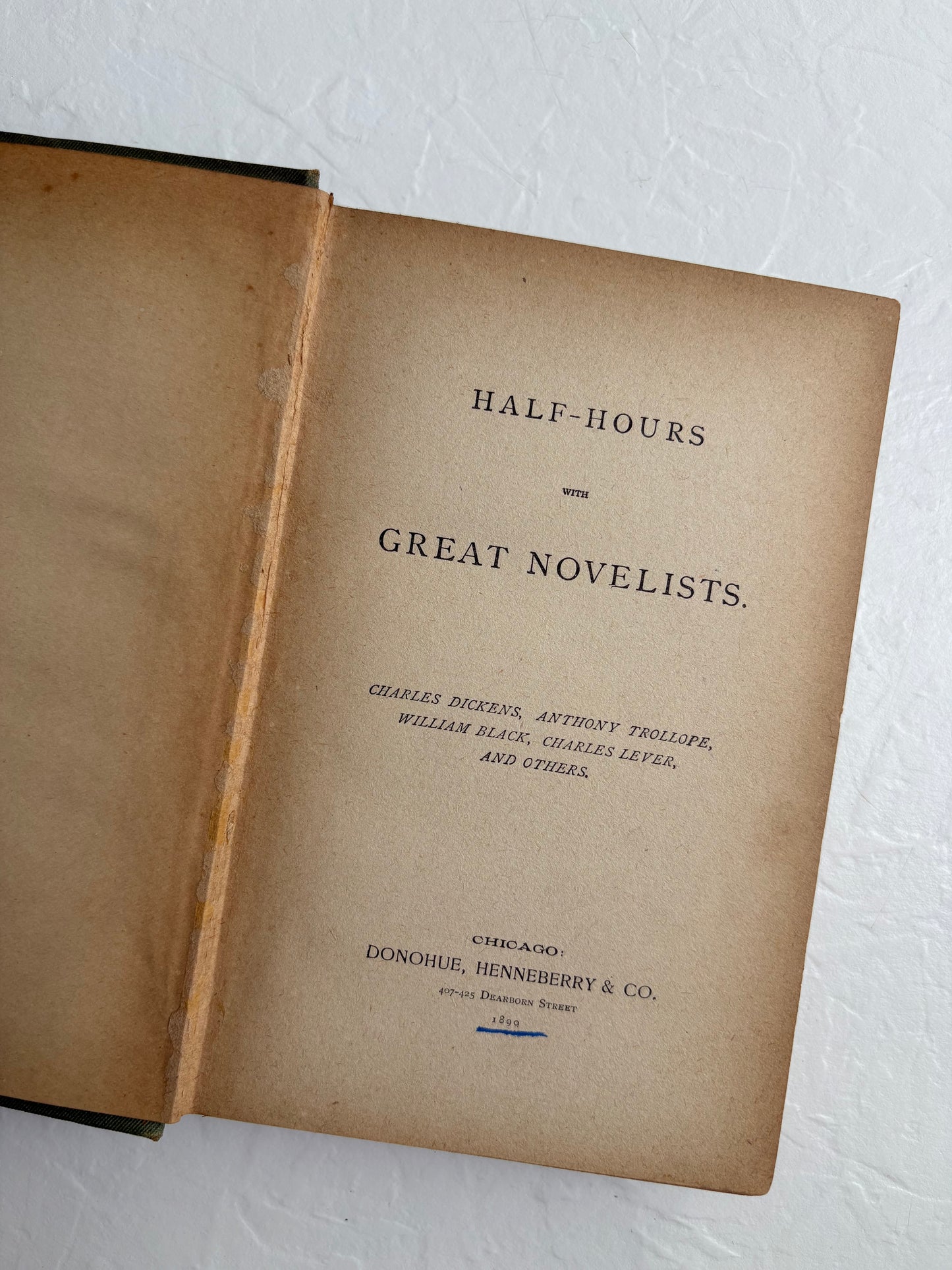 Half Hours with Great Novelists Caxton Edition Antique Book