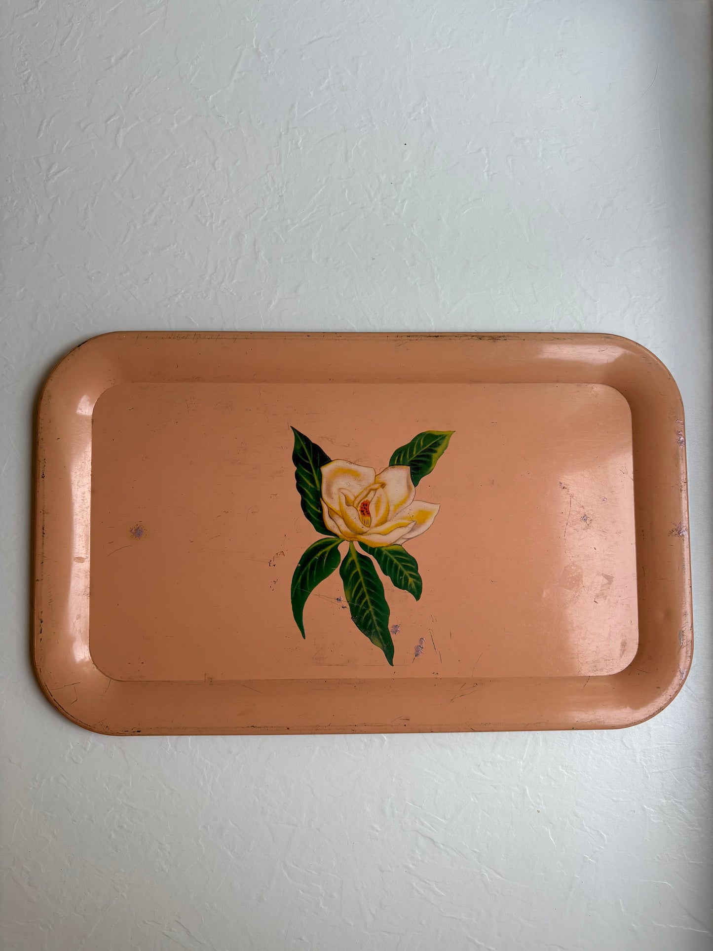 Peach Metal Magnolia Tray