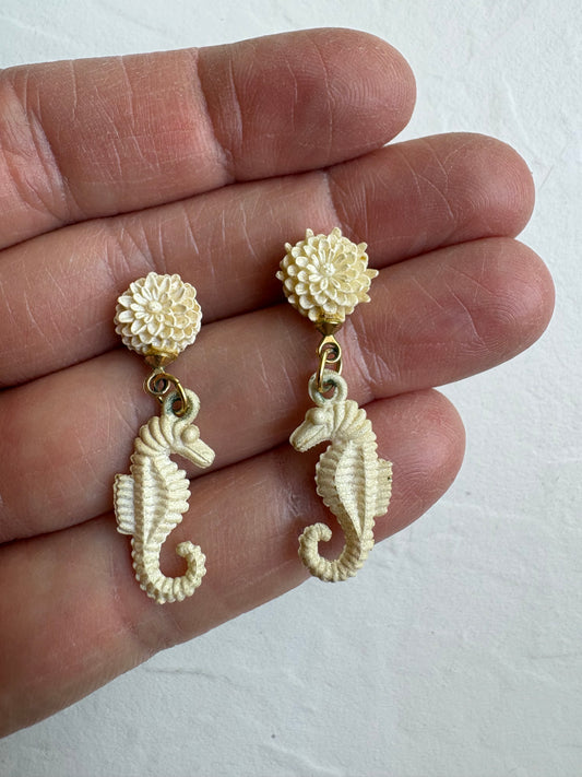 Floral and Seahorse Earrings