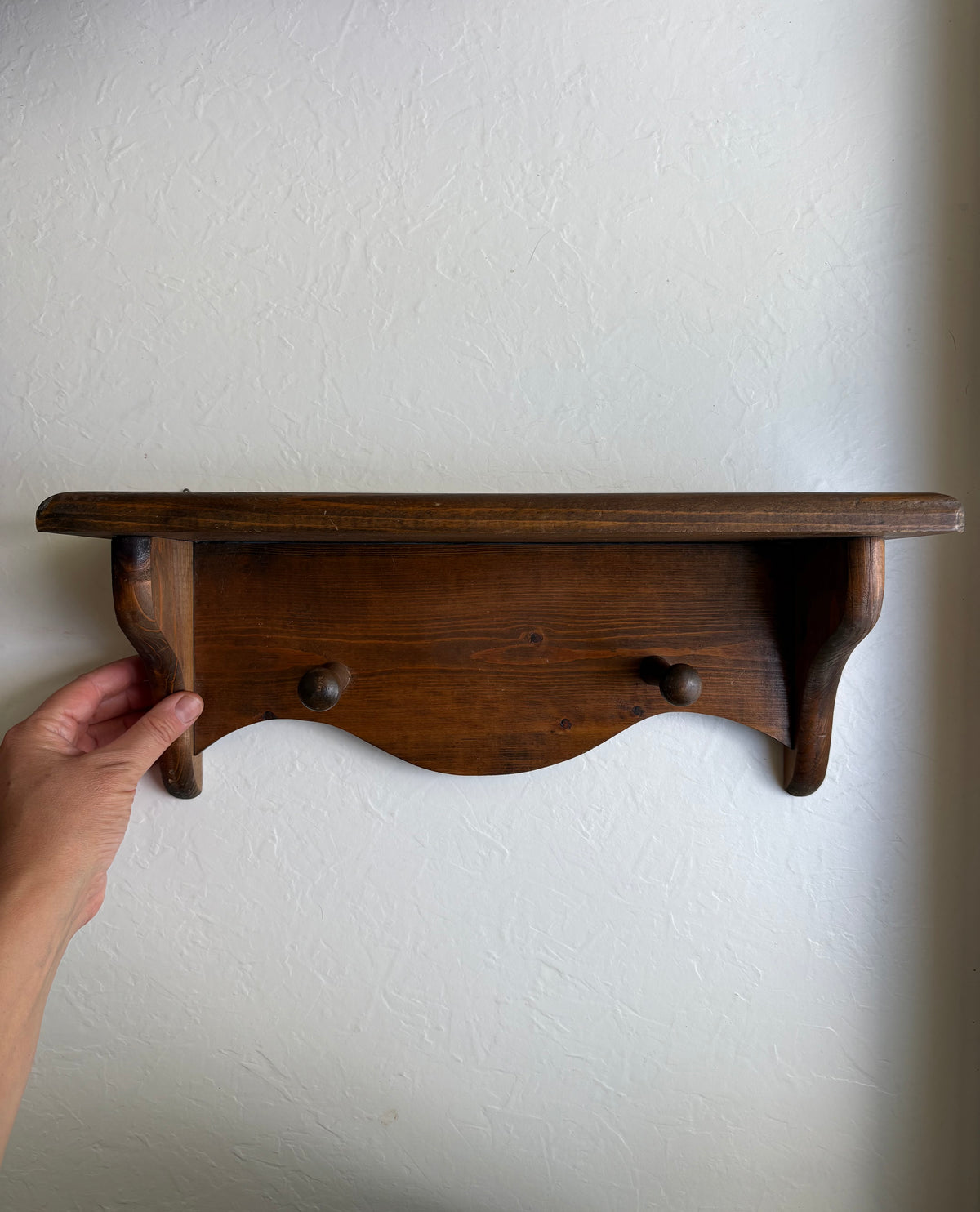 Wooden Peg and Ledge Shelf