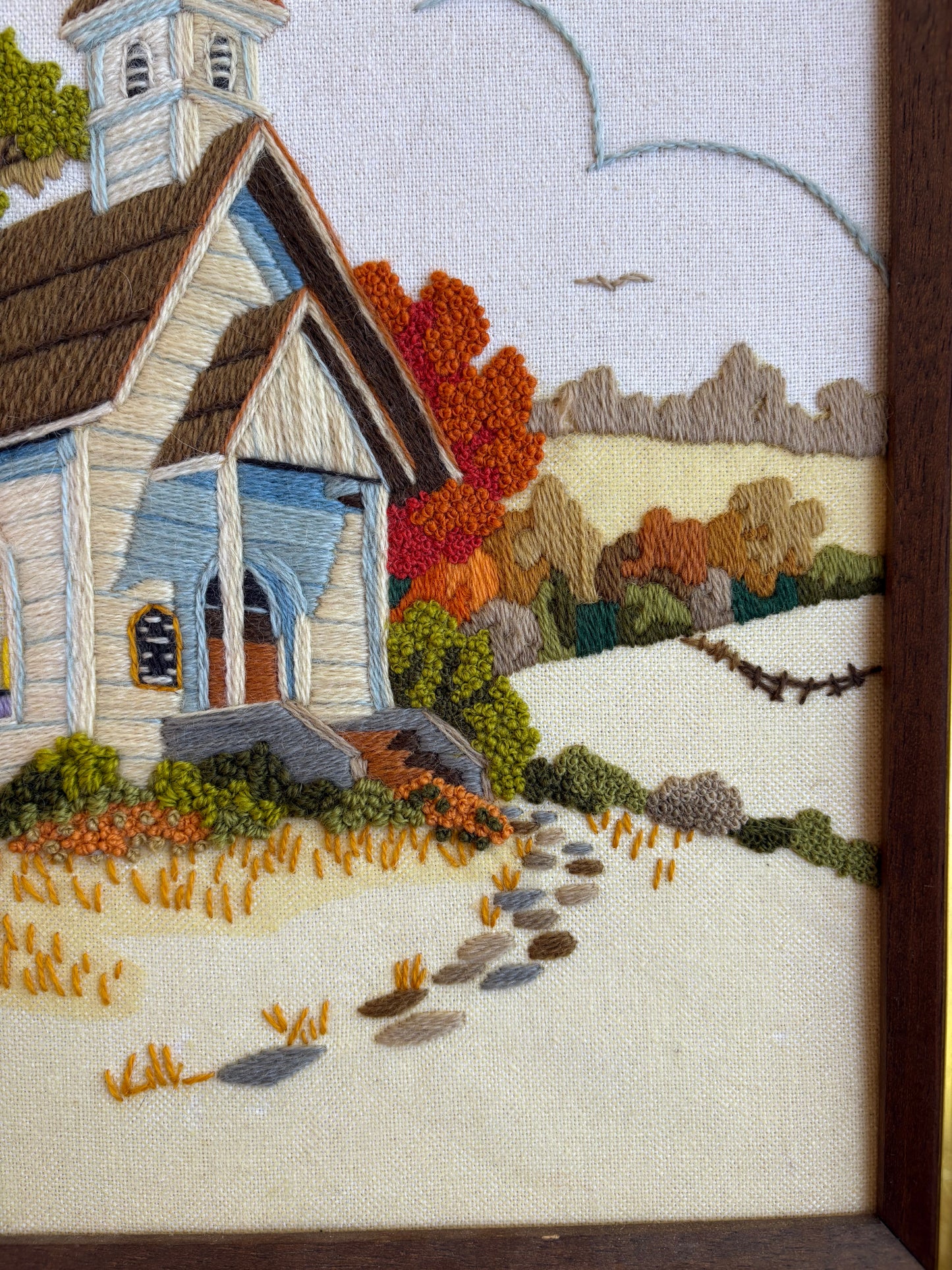 Country Church Crewel by Sunset Stitchery