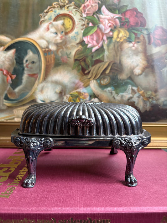Silver-plated Roll-Top Butter Dish