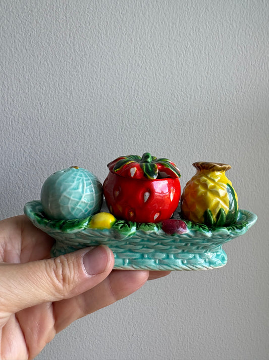 Japanese Fruit Basket Salt, Pepper, Sugar Dish