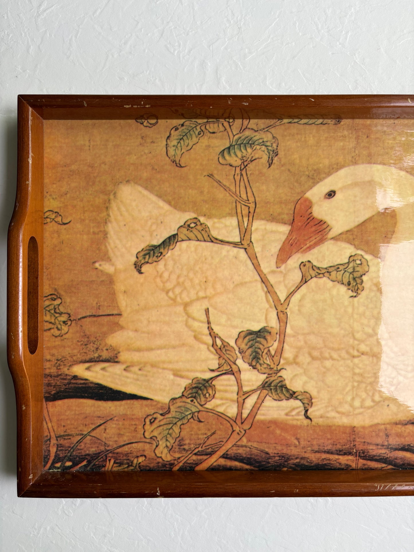 Wooden Swan Tray With Lacquer Finish