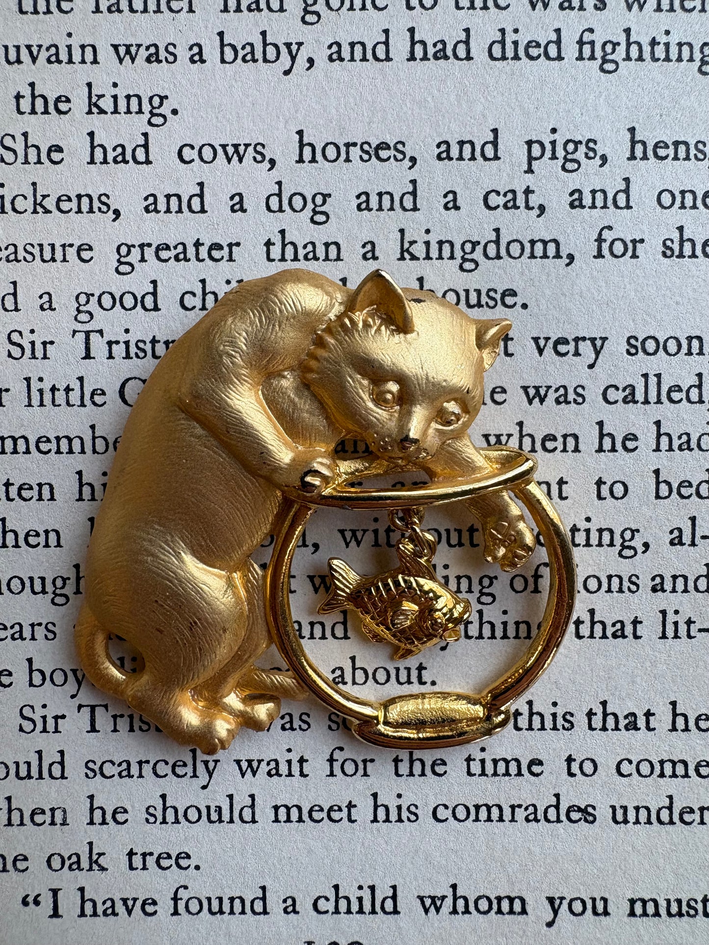 Cat and Fishbowl Brooch