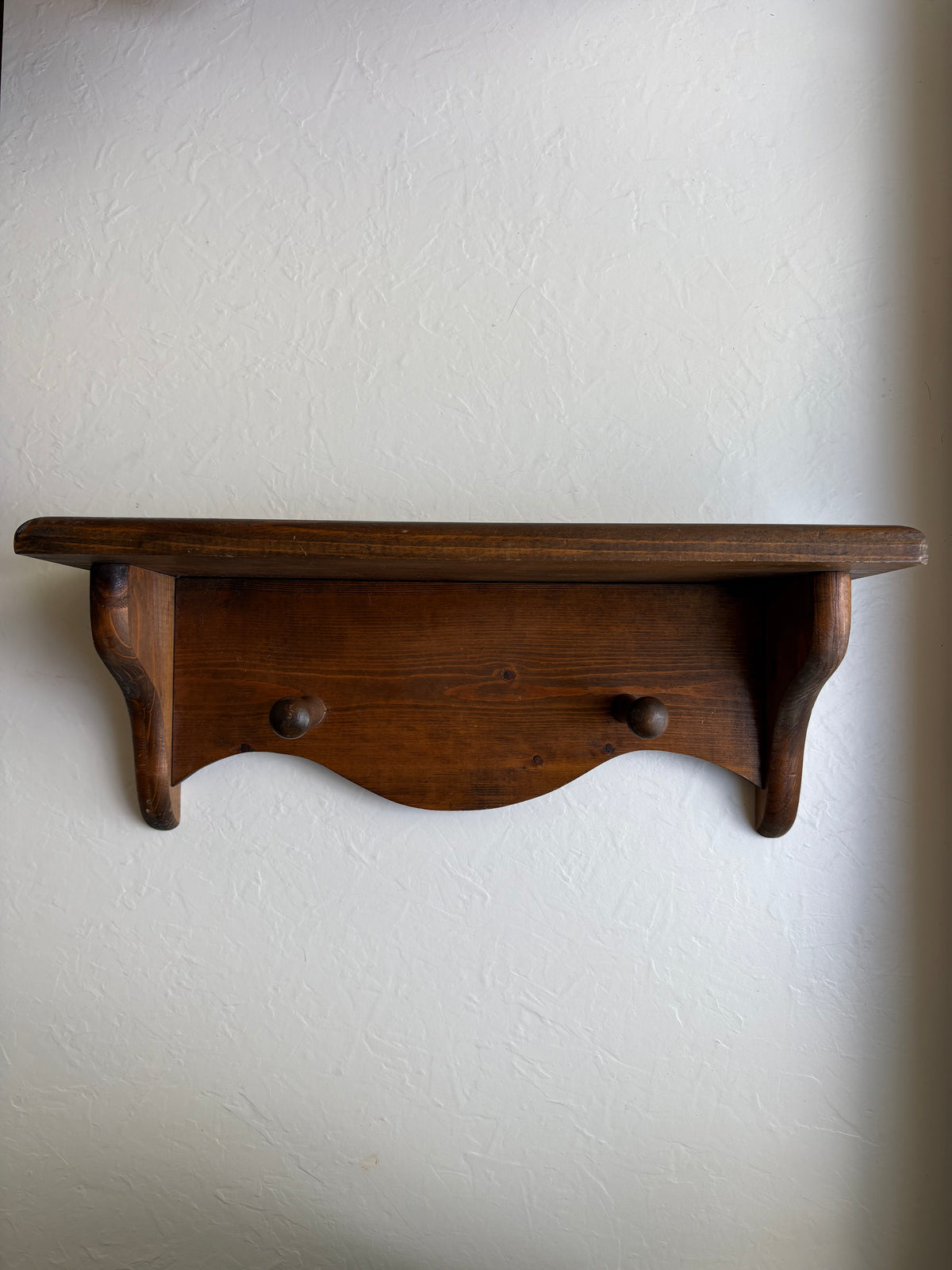 Wooden Peg and Ledge Shelf