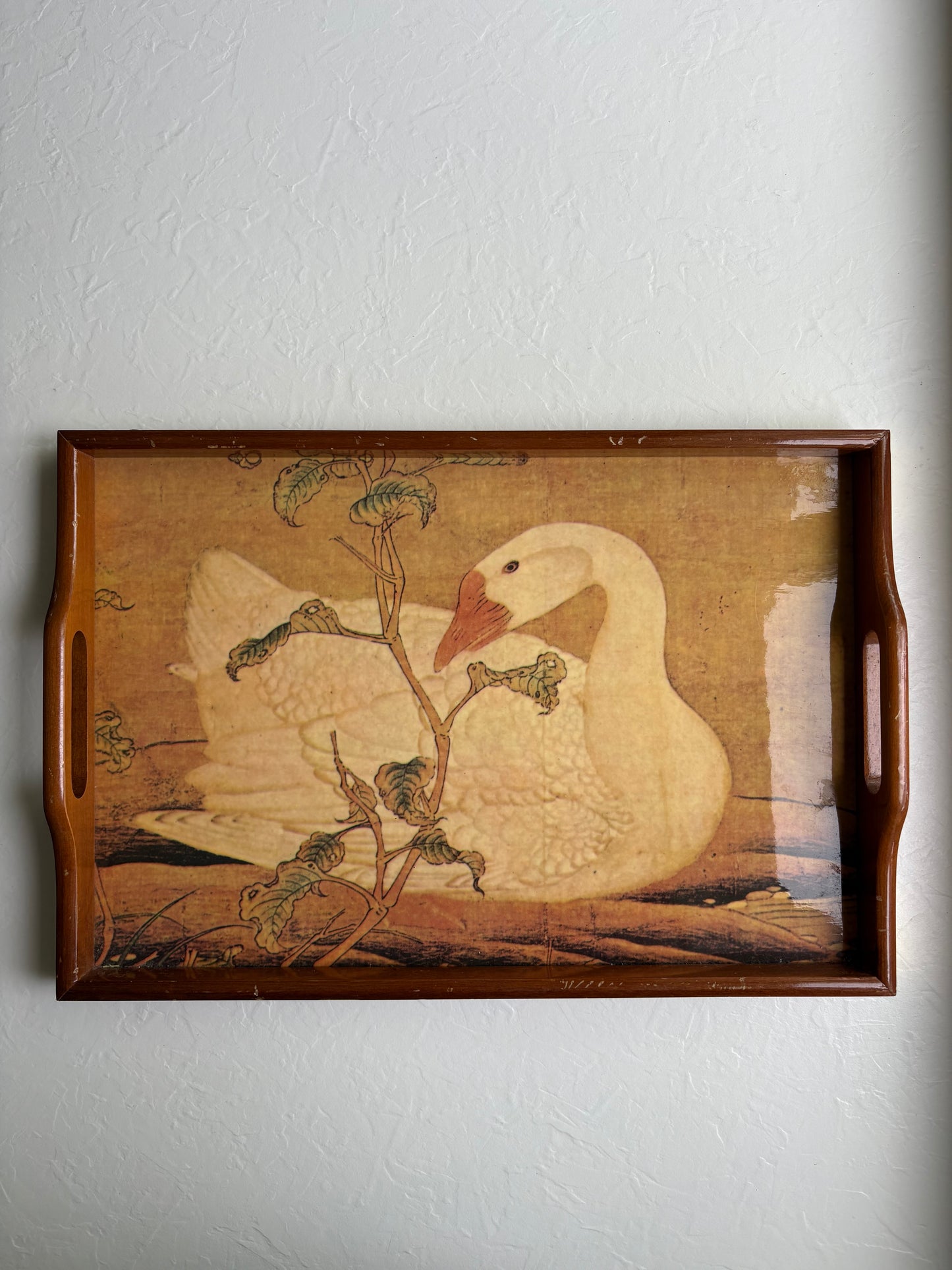 Wooden Swan Tray With Lacquer Finish