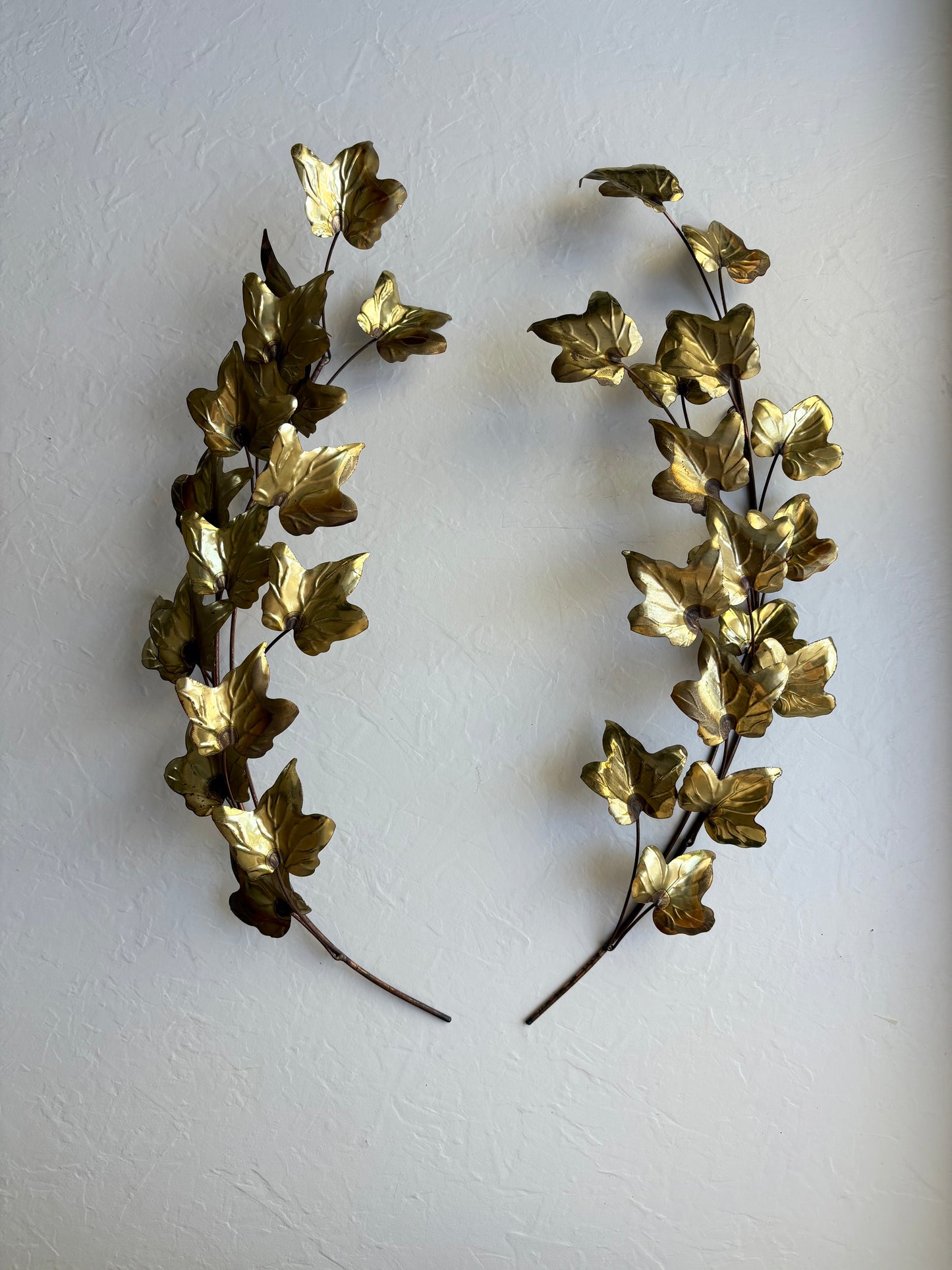 Gold-Tone Metal Leaf Wall Hanging Pair