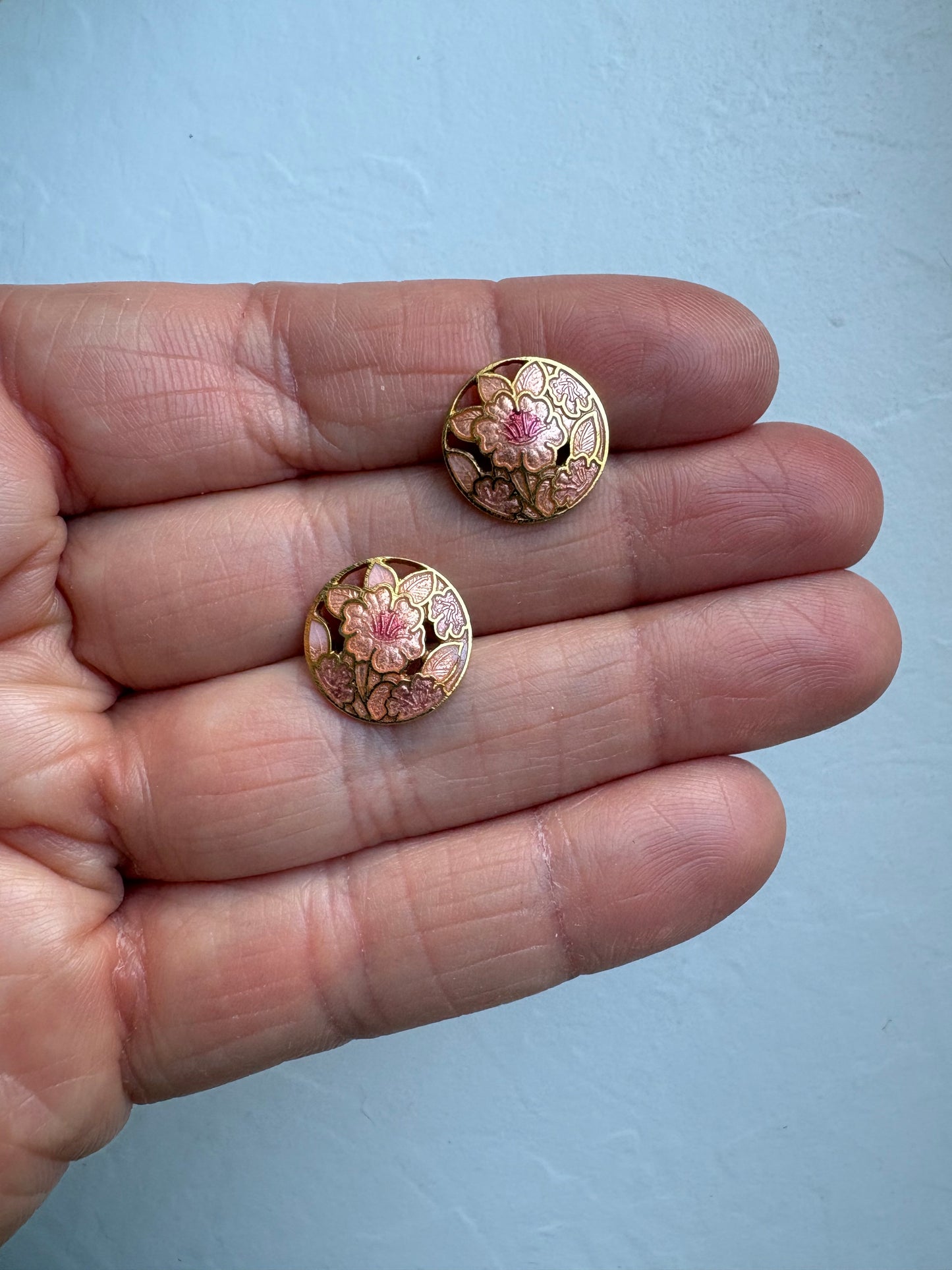 Cloisonné Enamel Floral Earrings
