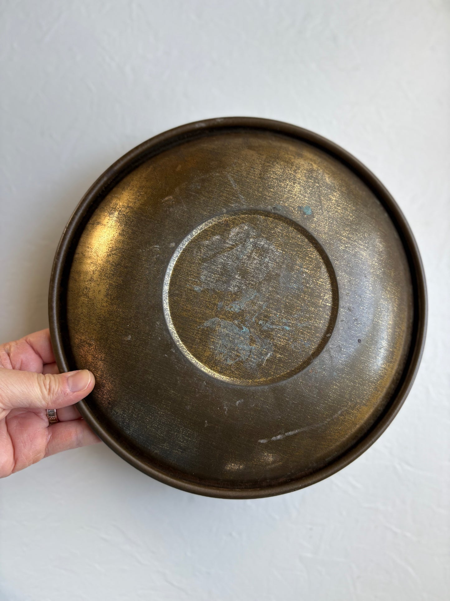 Vintage Metal Bowl with Bow and Fruit Motif