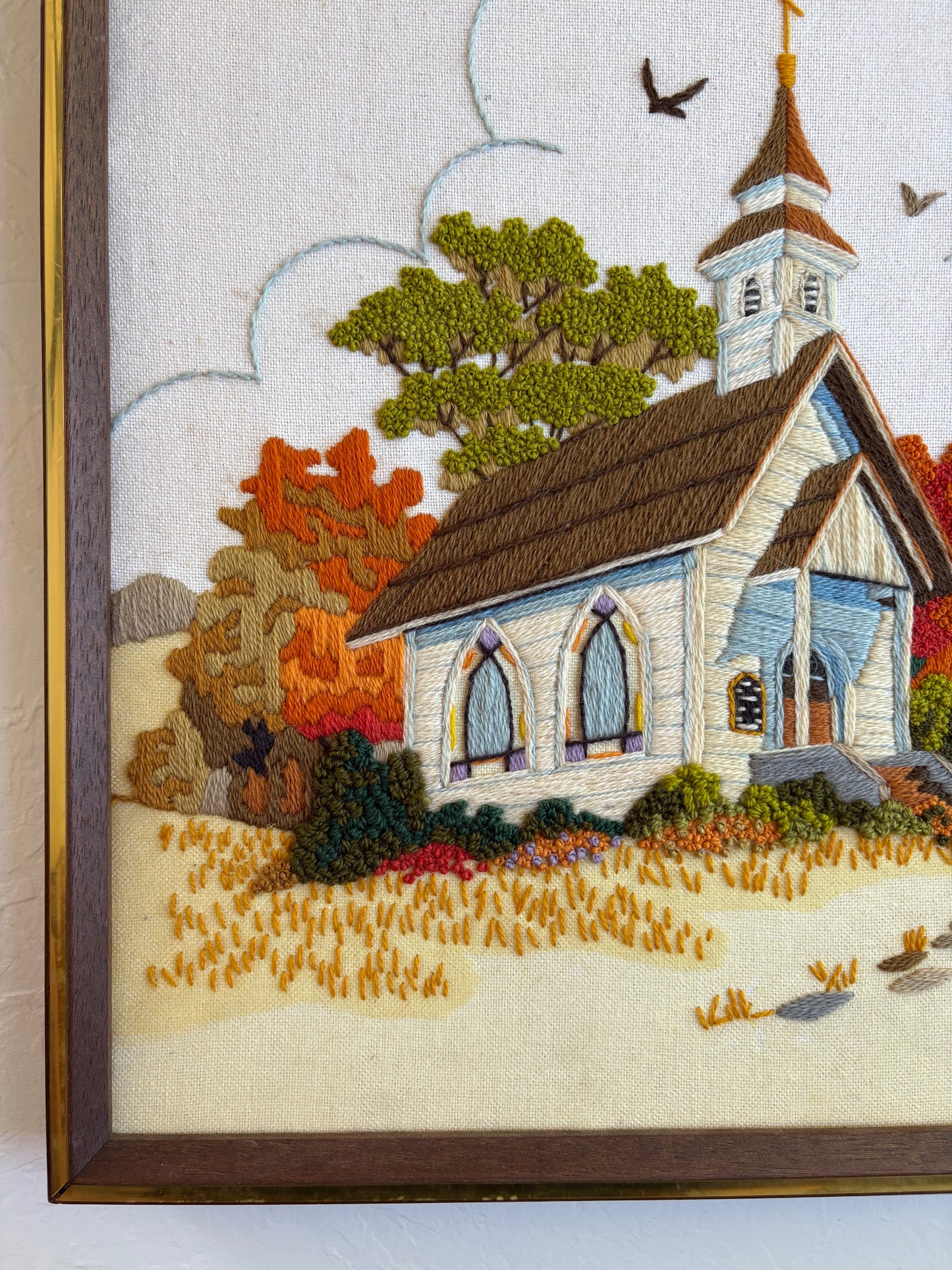 Country Church Crewel by Sunset Stitchery