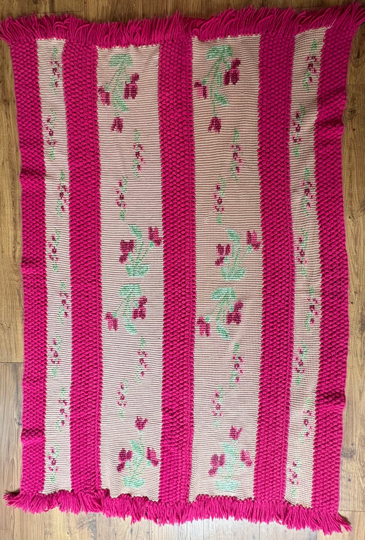 Floral Striped Handmade Afghan