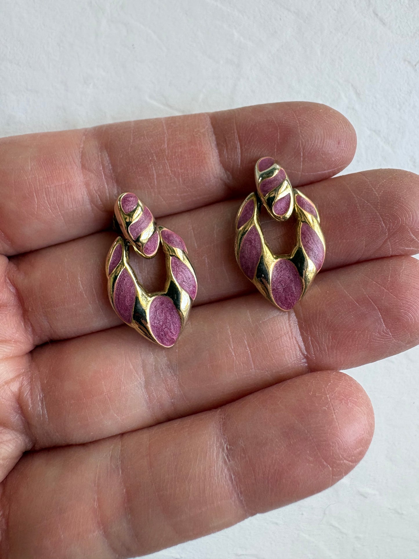 Purple and Gold-Tone Earrings