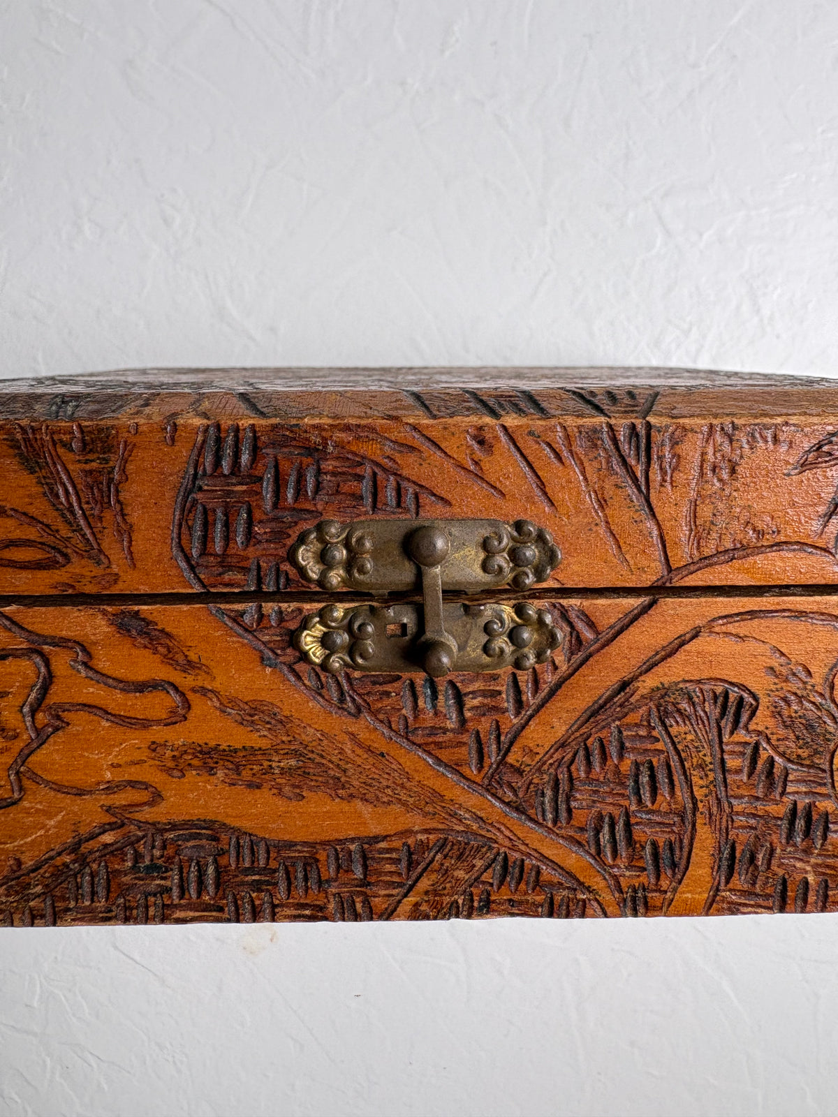 Flemish Art Floral Wood Pyrography Box