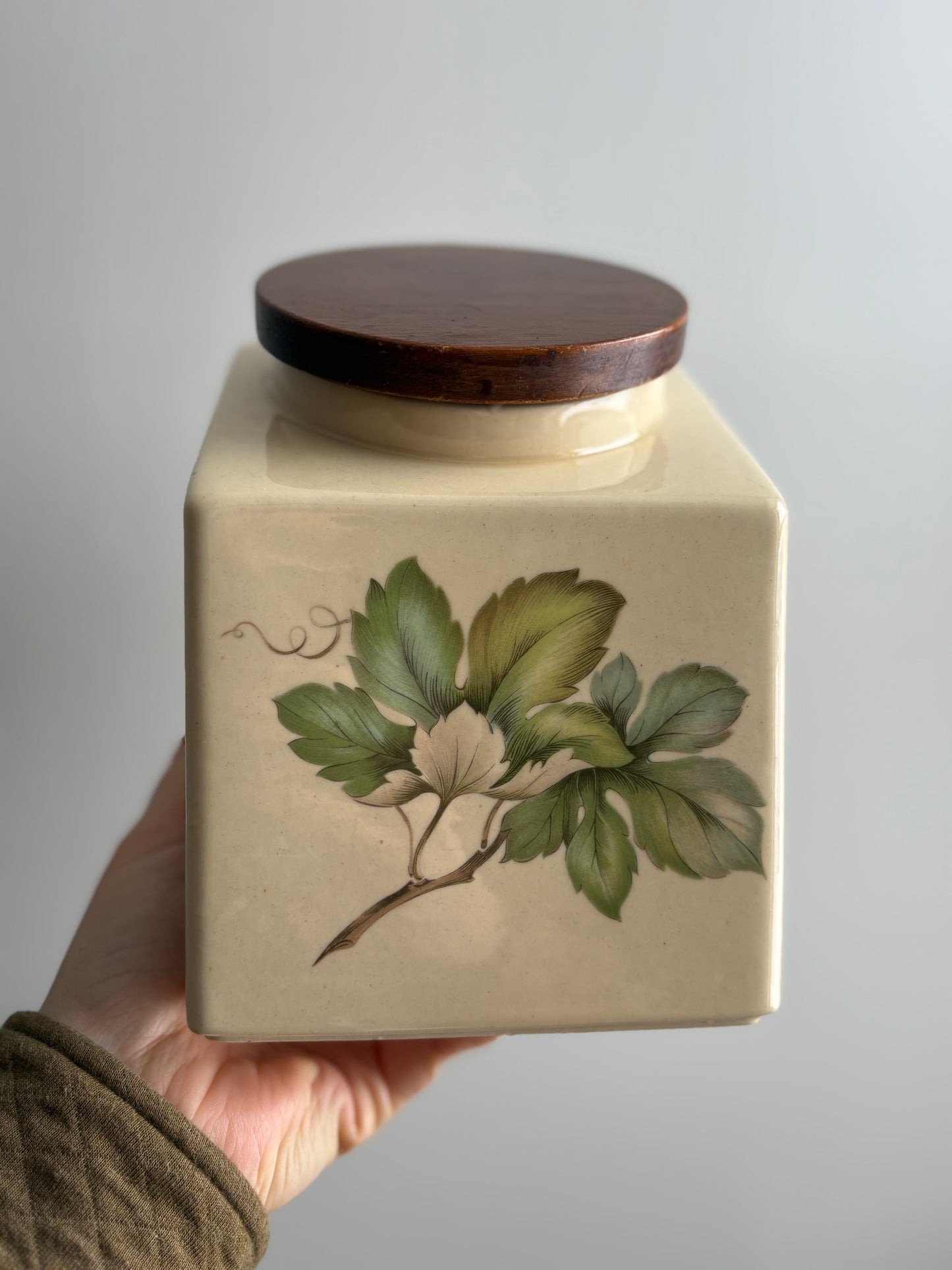Ceramic Canister with Wooden Lid