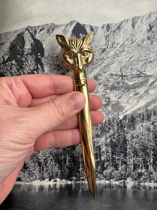 Brass-Plated Fox Letter Opener