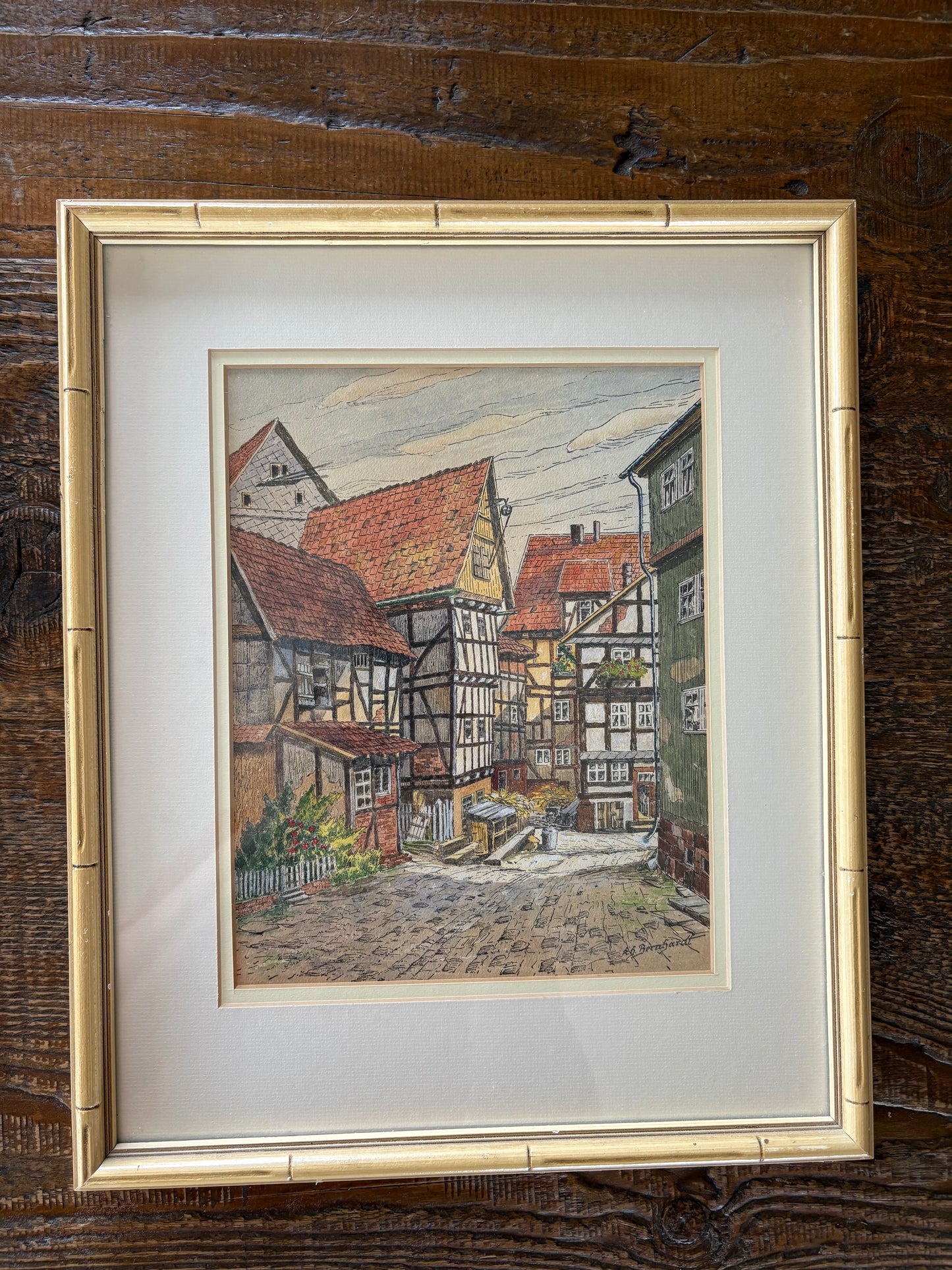 City Street Prints in Faux Bamboo Frames by Bernhardt