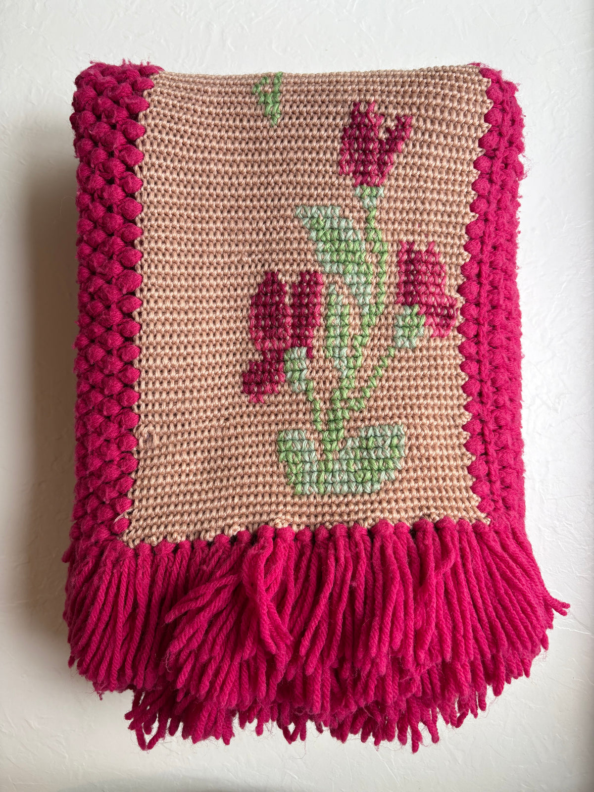 Floral Striped Handmade Afghan
