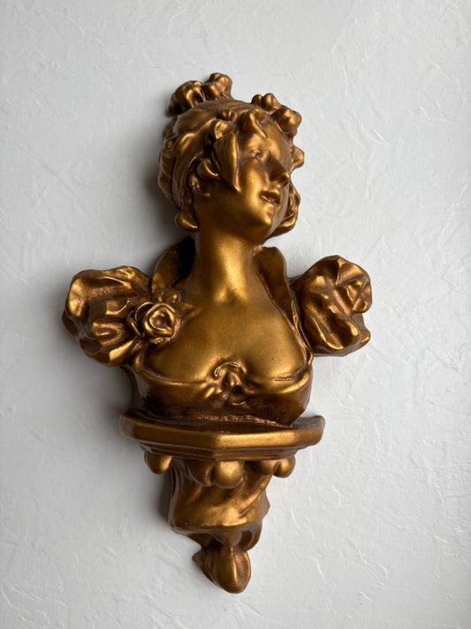 Art Nouveau Style Gilt Bust Wall Plaque