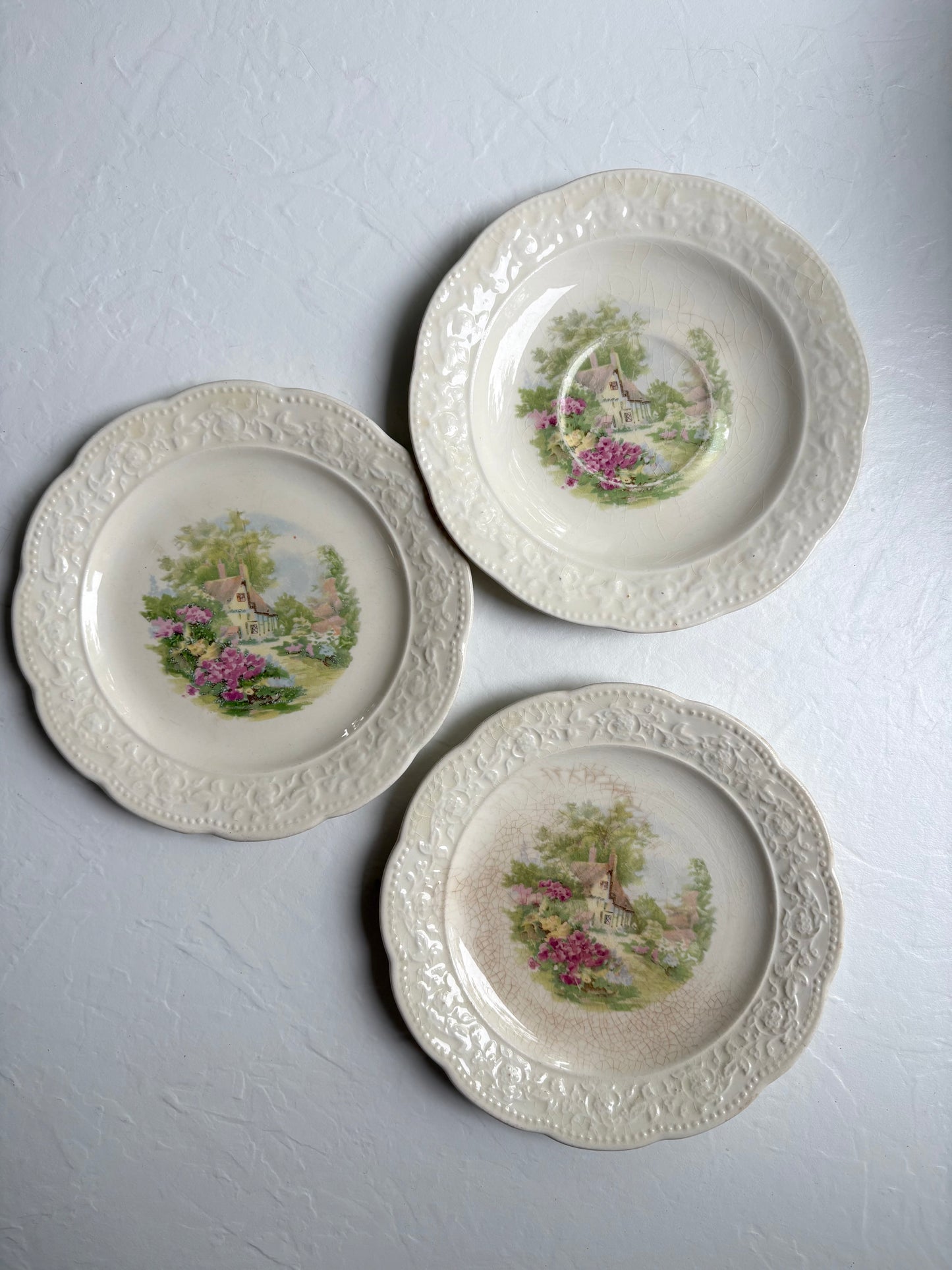 Cottage Saucer Plates — set of 3