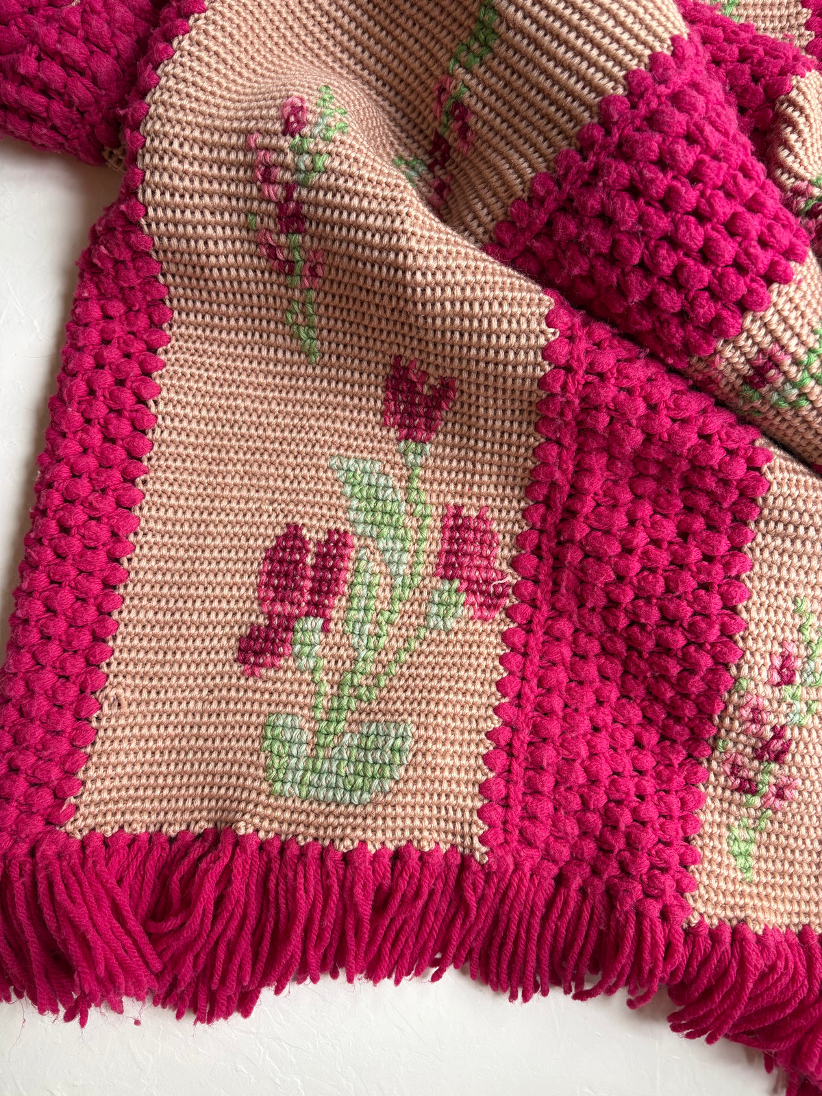 Floral Striped Handmade Afghan