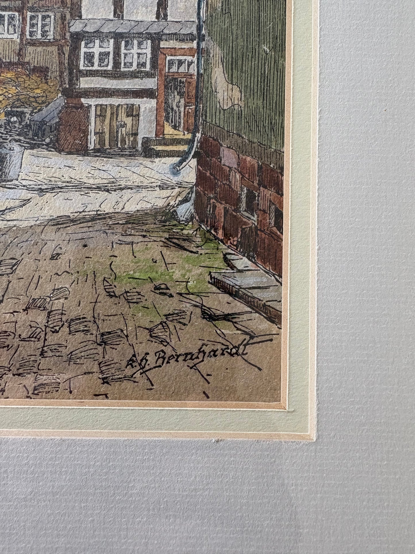 City Street Prints in Faux Bamboo Frames by Bernhardt