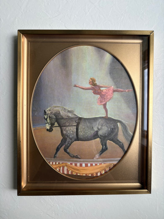 “The Percheron Circus-Rider” by Wesley Dennis Framed Art