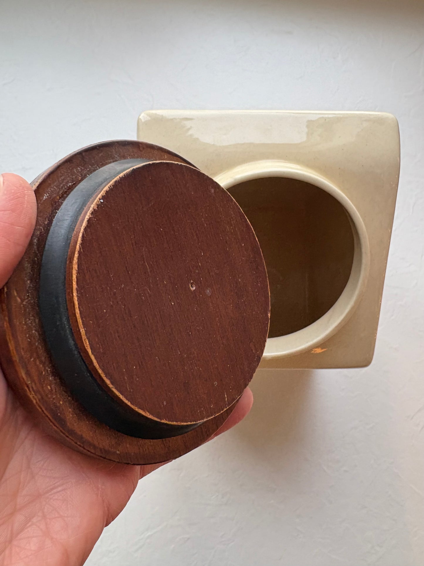 Ceramic Canister with Wooden Lid