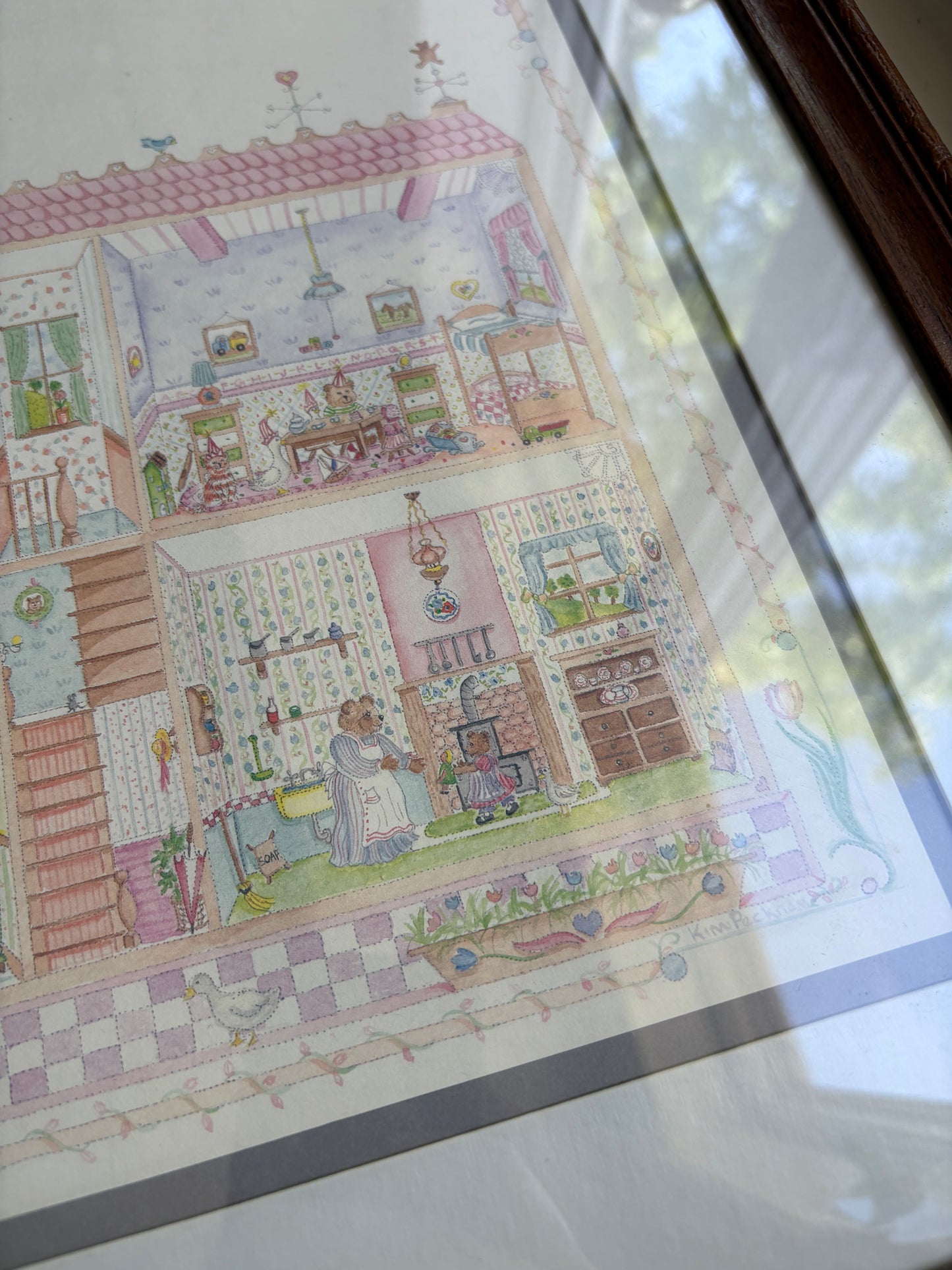 Bear Family House Art in Wooden Frame