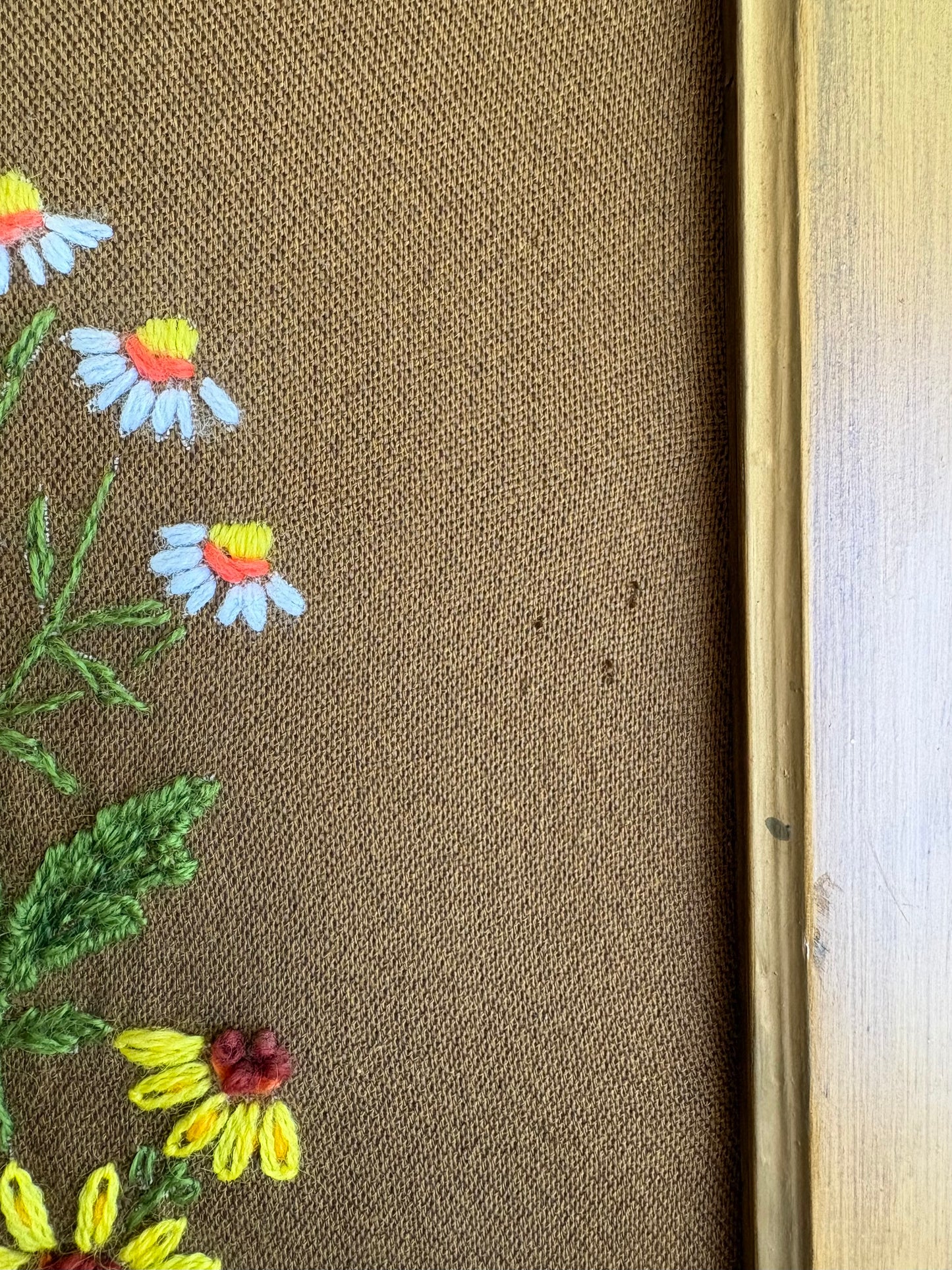 Wildflower Crewel in Wooden Frame