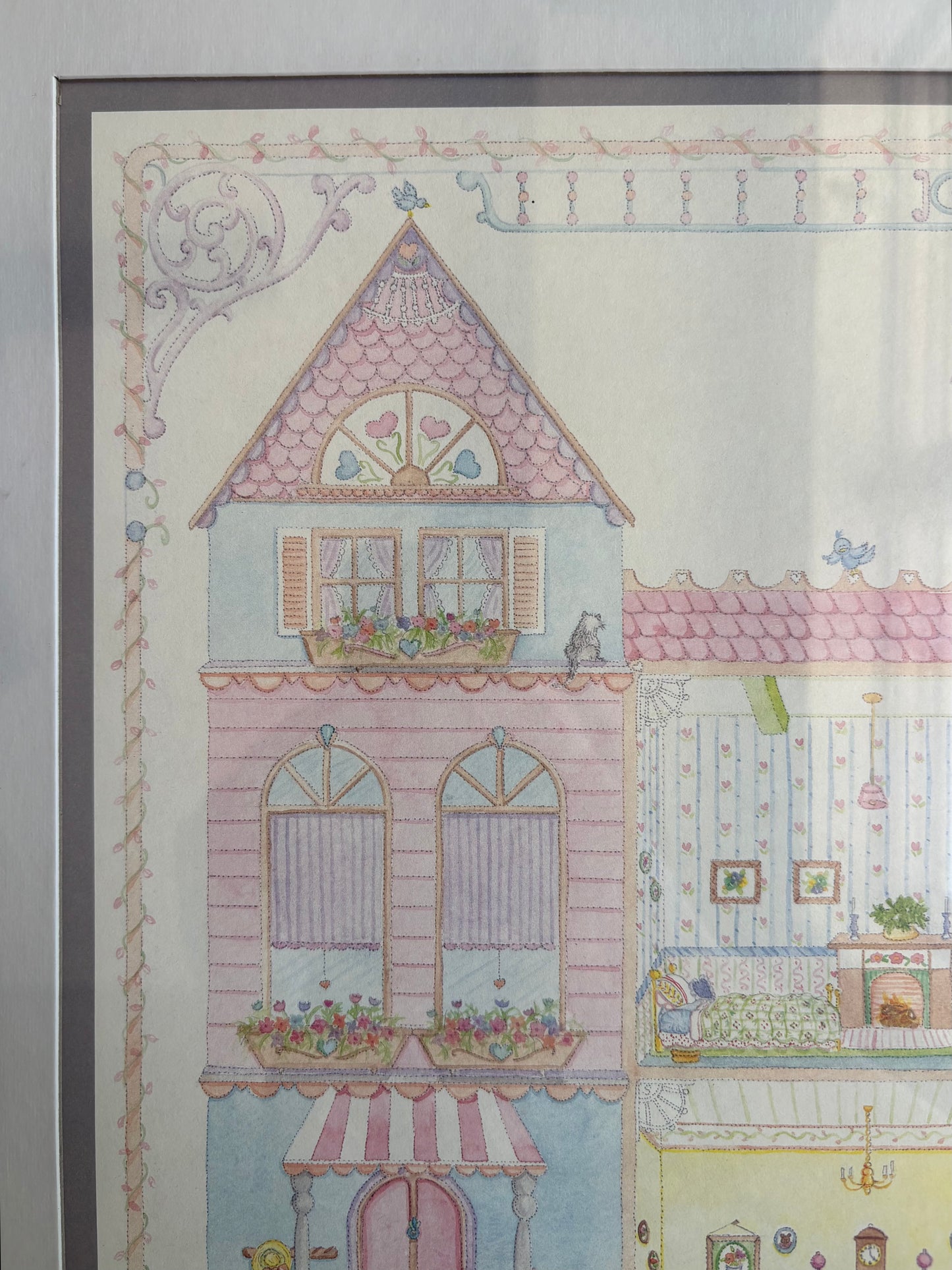 Bear Family House Art in Wooden Frame