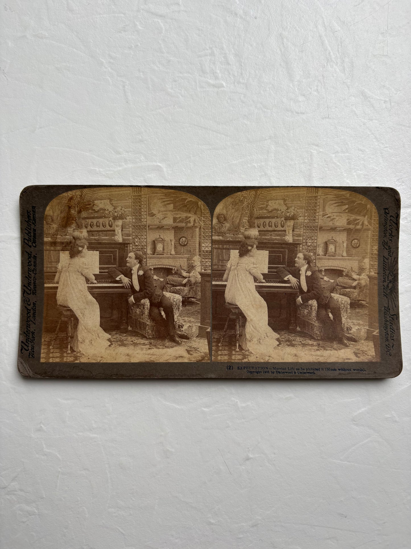 Stereoview Card “Expectation— Married life as he pictured it”