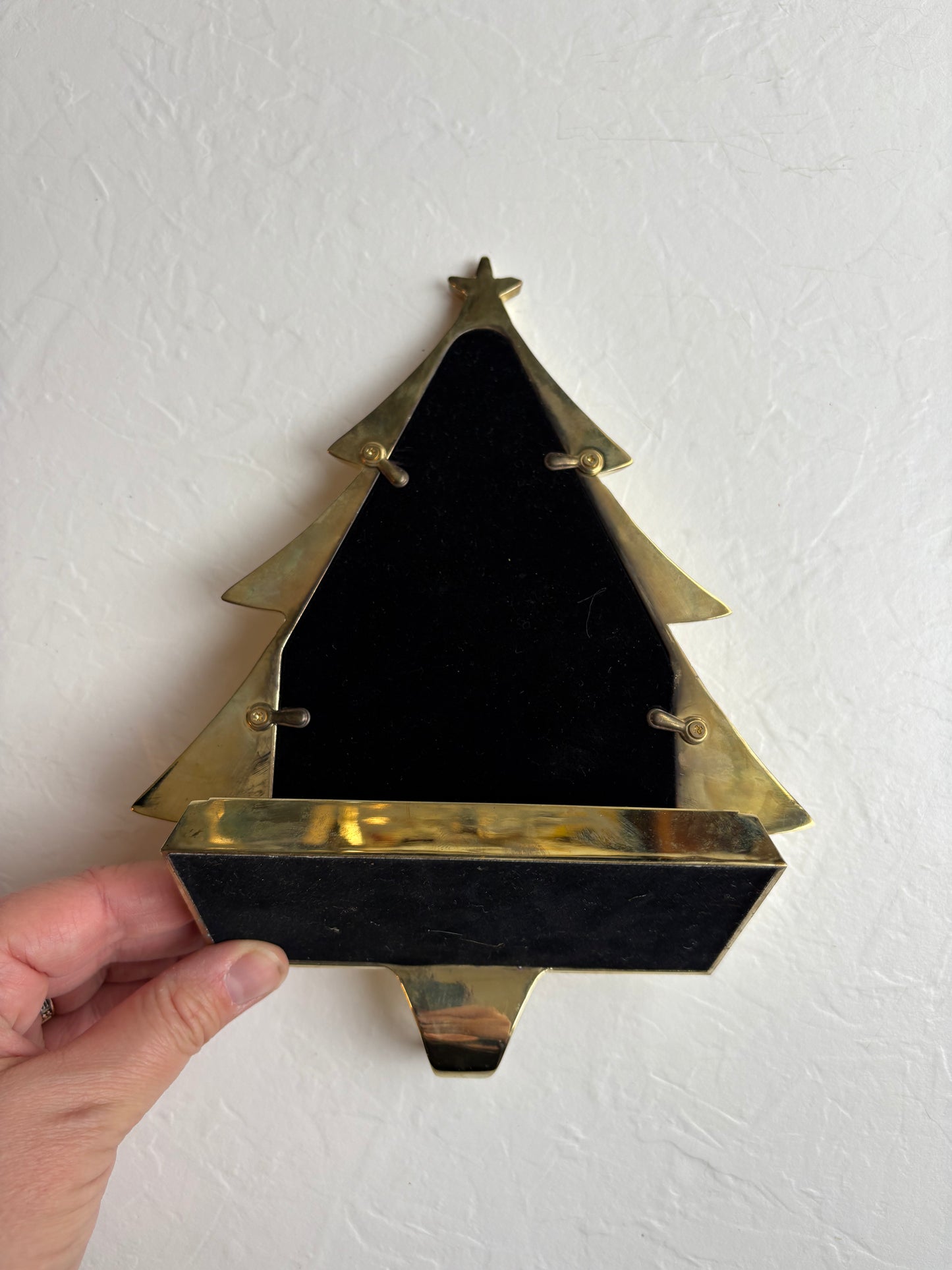 Brass Christmas Tree Photo Frame Stocking Holder