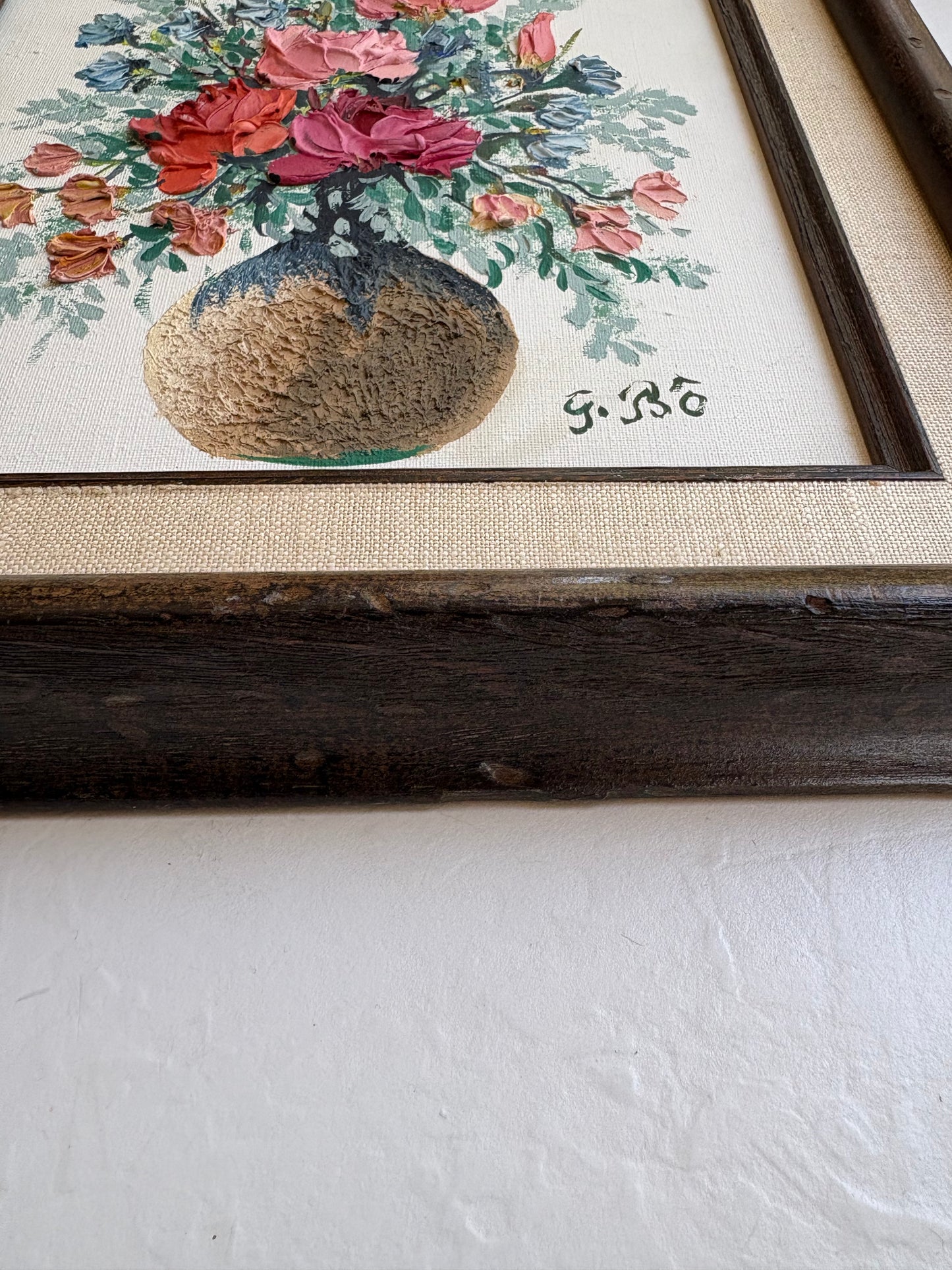 Floral Oil Painting in Wooden Frame